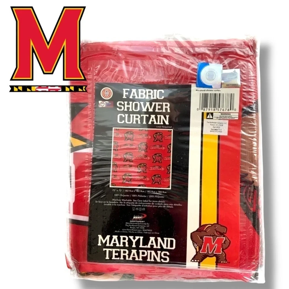 University Maryland Mascot Terrapin Fabric Shower Curtain Terp Sports 72 X 72 in